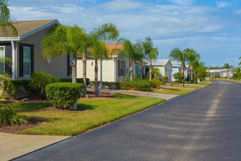 View of community housing with manicured lawns 
