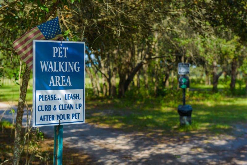 Entrance to pet walking area 