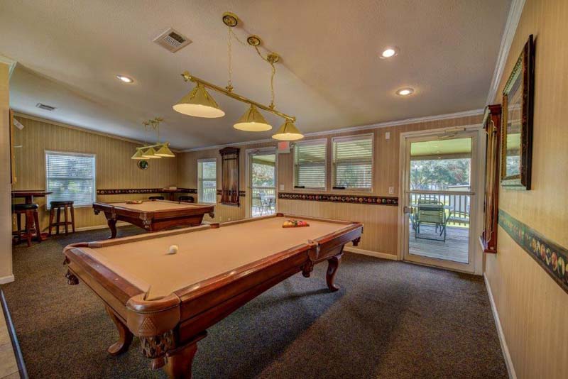 Billiards table inside clubhouse lounge 