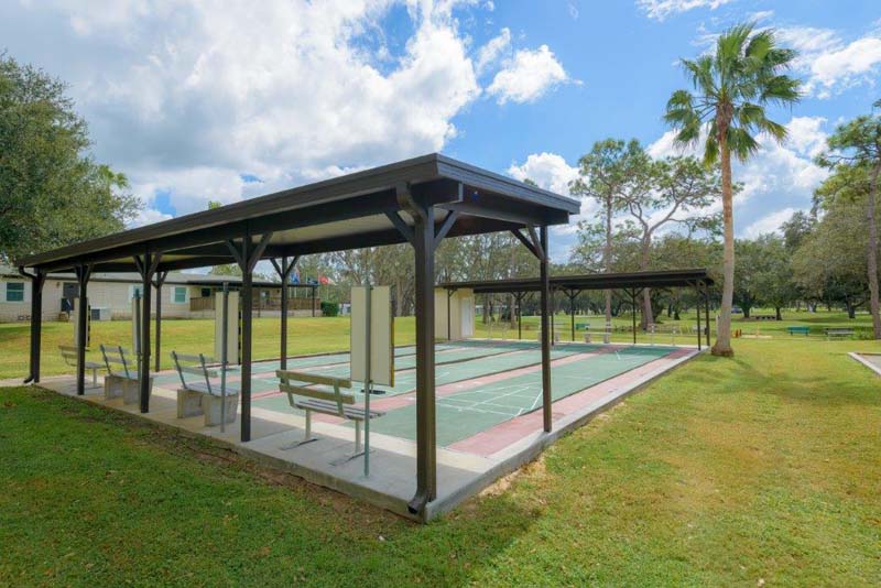 View of shuffleball courts with viewing benches